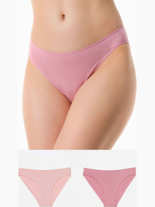 Minerva Γυναικεία Slip 2Pack χωρίς Ραφές Ροζ