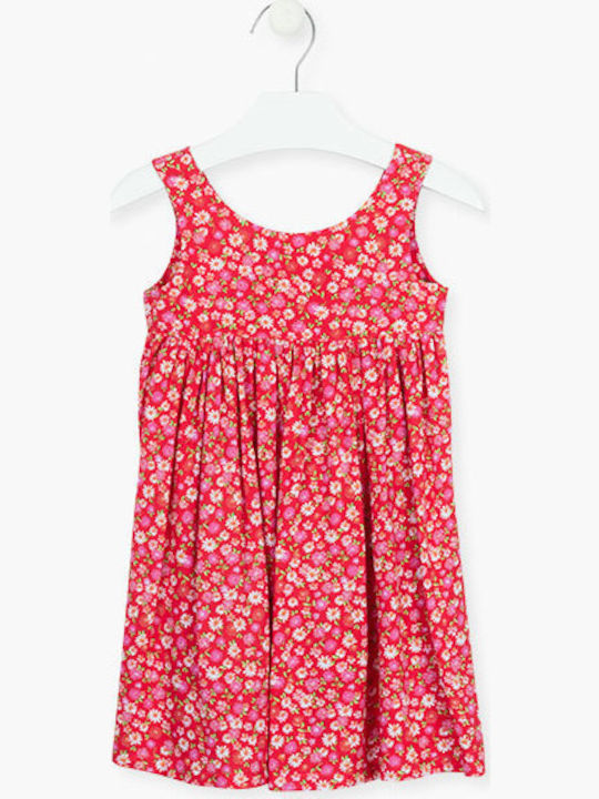 Losan Kids Dress Floral Sleeveless Red