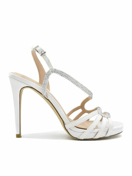 Sandalen mit Strass Weiß