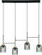 Viokef Zac Μοντέρνο Κρεμαστό Φωτιστικό Πολύφωτο Ράγα για 4 Λαμπτήρες E27 σε Μαύρο Χρώμα