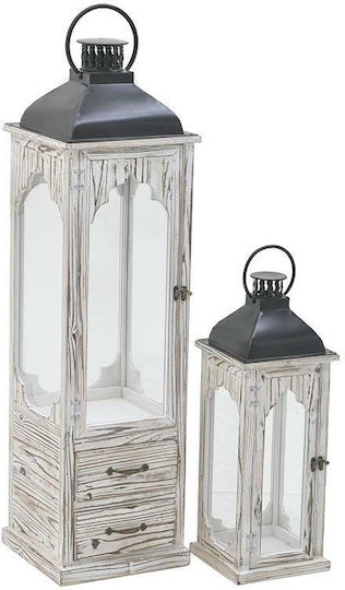 Inart Floortop Metallic Lanterns Set White 2pcs