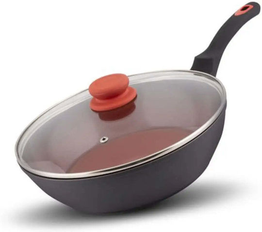 Lamart Wok από Αλουμίνιο με Καπάκι με Αντικολλητική Επίστρωση 28cm