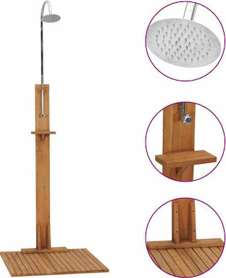 vidaXL Wooden Outdoor Shower with Wooden Stand 210x75cm