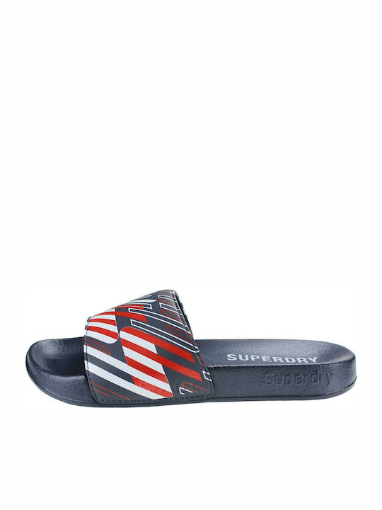 Superdry Slides σε Navy Μπλε Χρώμα