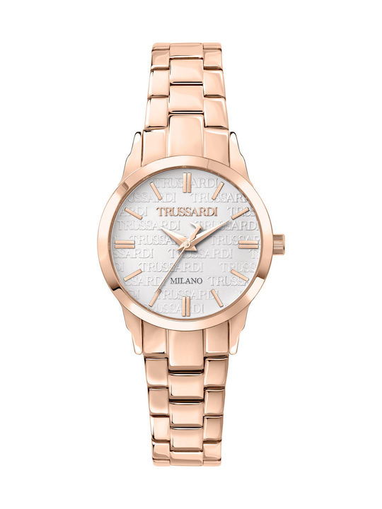 Trussardi T-Bent Γυναικείο Ρολόι 32mm Μπαταρίας με Ροζ Χρυσό Μεταλλικό Μπρασελέ