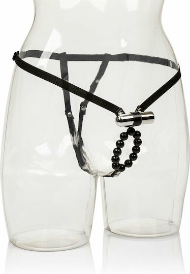Calexotics Rechargeable Lovers Thong With Pleasure Beads Женски Секси Прашка с отворена пикантност Black