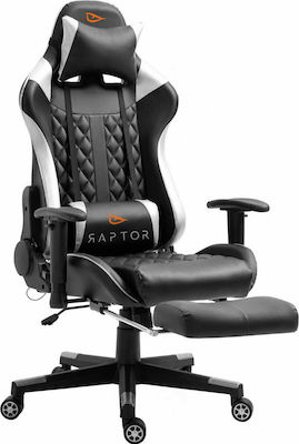 Raptor Spectre Artificial Leather Gaming Chair with Adjustable Arms and Footrest Black