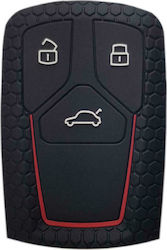 Silicone Car Key Cover Case with 3 Buttons for Audi Black