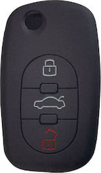 Silicone Car Key Cover Case with 3 Buttons for Audi Black