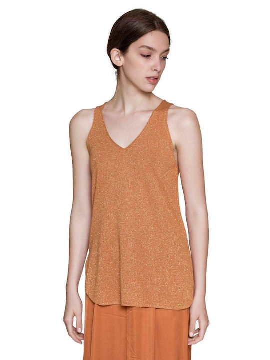 Aggel Top with Metallic Weave SS11227 Peach