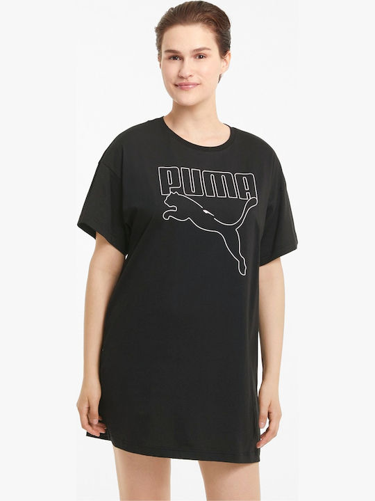 Puma Rebel Καλοκαιρινό Mini T-shirt Φόρεμα Μαύρο