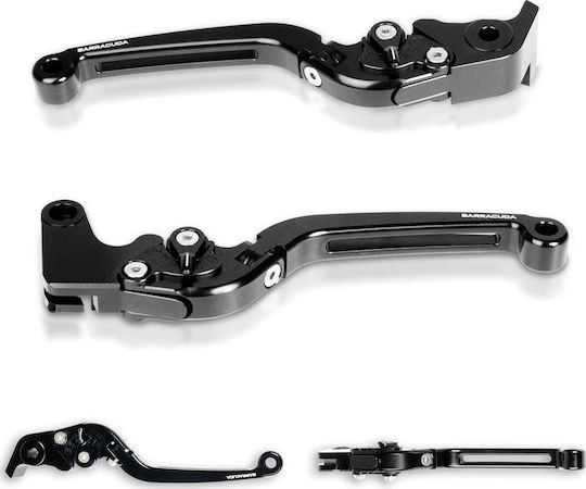 Barracuda Set of Motorcycle Brake/Clutch Levers Flexible Adjustable for Honda Integra 700 / Integra 750 / SH 300 Black HI7127