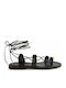 Makis Kotris K4-306 Women's Flat Sandals in Black Color Κ4-306