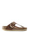 Gizeh Big Buckle Leather Women's Flat Sandals Anatomic in Tabac Brown Color Regular Fit