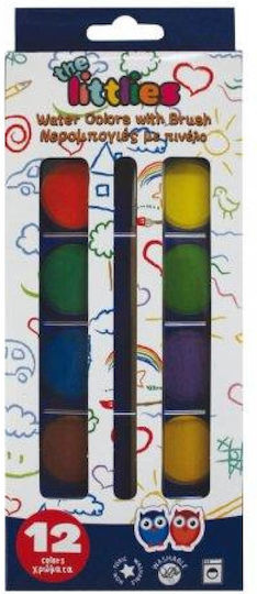 The Littlies Set of Watercolours Multicolored with Brush 12pcs