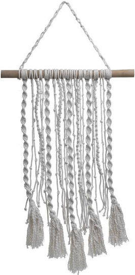 Inart Macrame Hanging Wall Decor White Made of Fabric 35x2x70cm