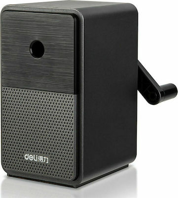 Deli Plastic Pencil Sharpener Black Hand Crank Μαύρη