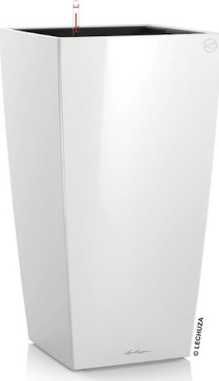 Lechuza Cubico Premium Αυτοποτιζόμενη Γλάστρα Πλαστική White High-Gloss 29.5x29.5x56.5εκ.