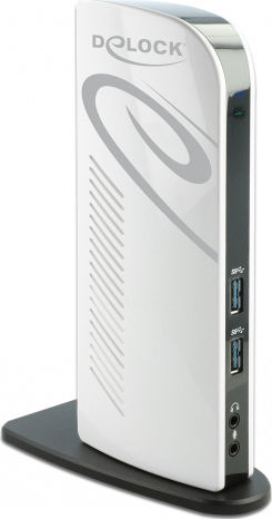 DeLock USB-A / USB-C Docking Station με HDMI Ethernet και συνδεση 2 Οθονών Ασημί (87771)