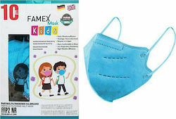 Famex Disposable Protective Mask FFP2 NR Kids Sky Blue 10pcs