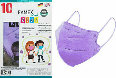 Famex Disposable Protective Mask FFP2 NR Kids Lilac 10pcs