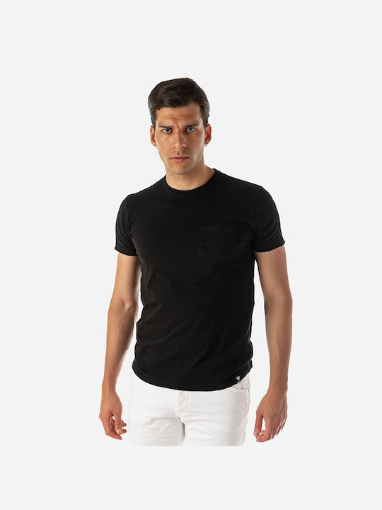 Brokers Jeans T-shirt Bărbătesc cu Mânecă Scurtă Negru