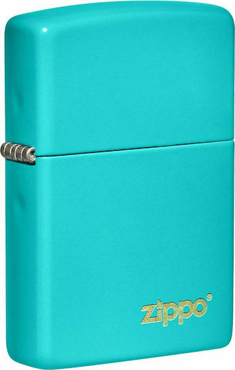 Zippo Classic Logo Ветроустойчив Запалка Пламък Тюркоаз
