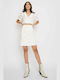 Glamorous Damen Sommer Crop Top Baumwolle Kurzarm mit V-Ausschnitt Weiß