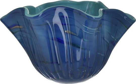 Inart Διακοσμητικό Μπωλ Γυάλινο Μπλε 30x20x18cm