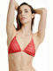 BodyTalk Triangle Bikini Top 1211-909048 with Adjustable Straps Red Striped