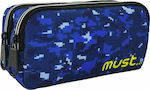 Must Army Digital Blue Pencil Case Barrel with 2 Compartments Blue