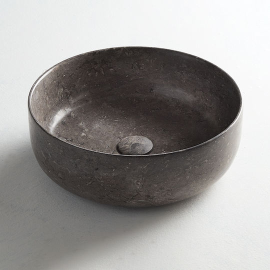 Fossil Jetti Deasupra Blatului Chiuvetă marmură 33x33x14cm Grey Marble