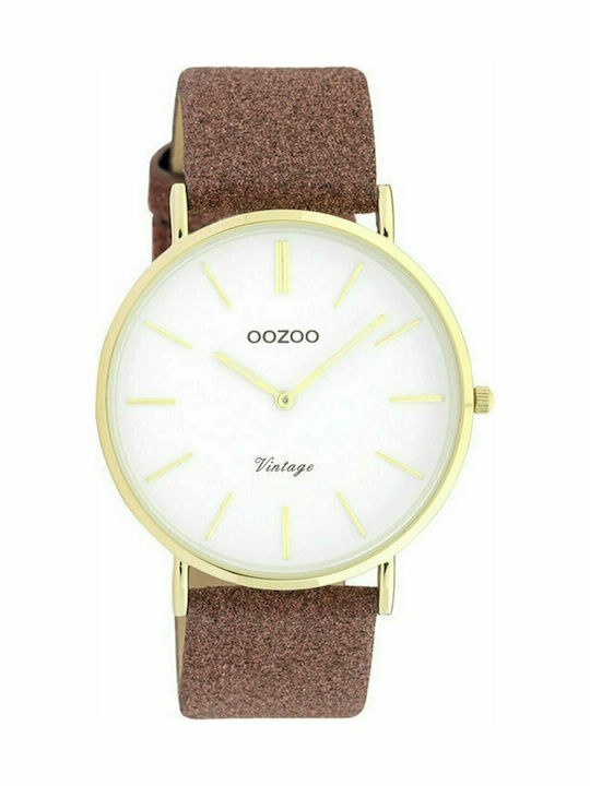 Oozoo Timepieces Vintage Damen Uhr mit Braun Le...