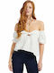 Γυναικεία Καλοκαιρινή Μπλούζα Βαμβακερή Off-Shoulder Κοντομάνικη Λευκή