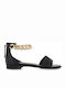 Komis & Komis 37 Leather Women's Flat Sandals in Black Color