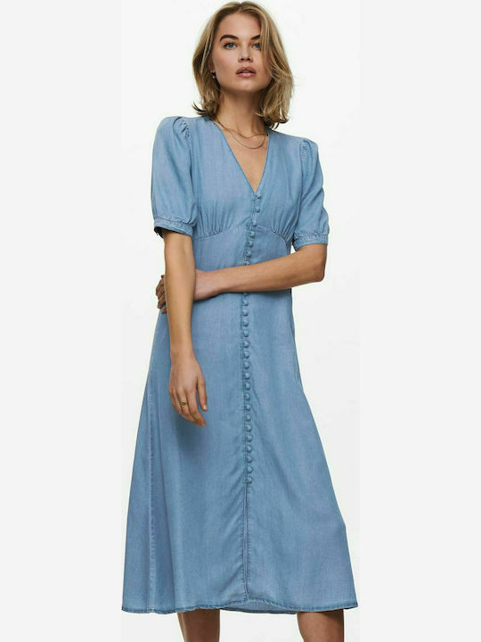 Only Midi All Day Φόρεμα Tencel Γαλάζιο