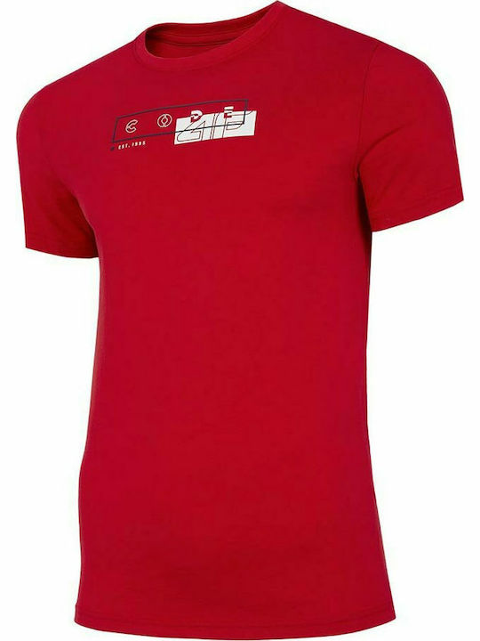 4F Herren T-Shirt Kurzarm Rot