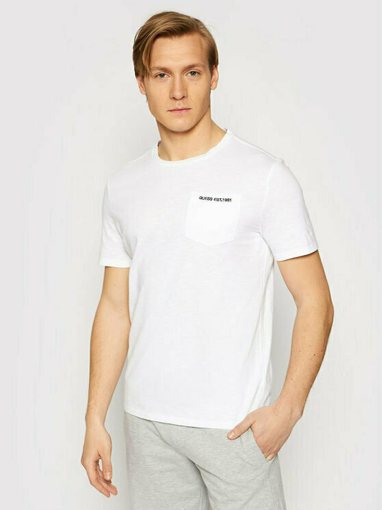 Guess Herren T-Shirt Kurzarm Weiß