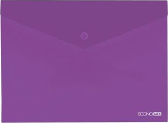 Economix Φάκελος Διαφανής με Κουμπί για Χαρτί A5 Μωβ