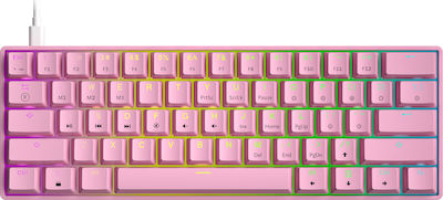 HK Gaming GK61 Gaming Mechanical Keyboard 60% with Gateron Black switches and RGB lighting (English US) Pink