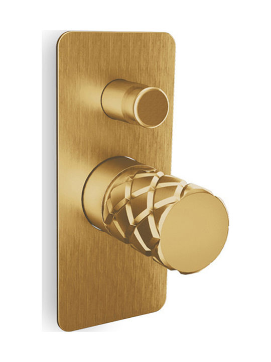 Eurorama Eletta Chester Built-In Mixer for Shower with 2 Exits Gold Brushed