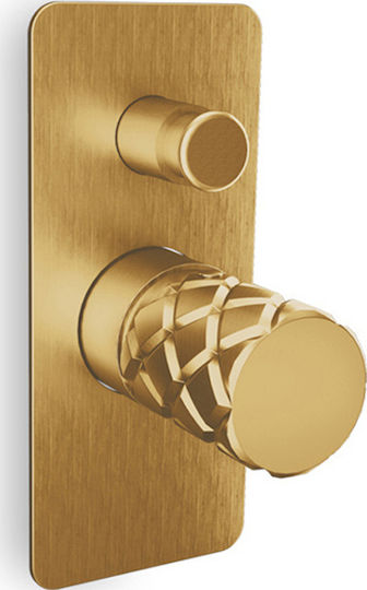 Eurorama Eletta Chester Built-in Faucet Mixer for Shower 2 Exits Gold Brushed
