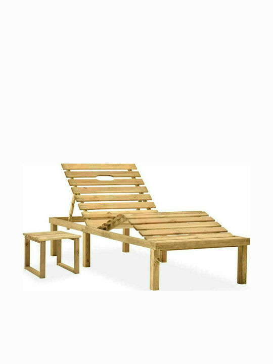 Deckchair Wooden Pine tree with Table 2pcs 200x70x31.5cm.