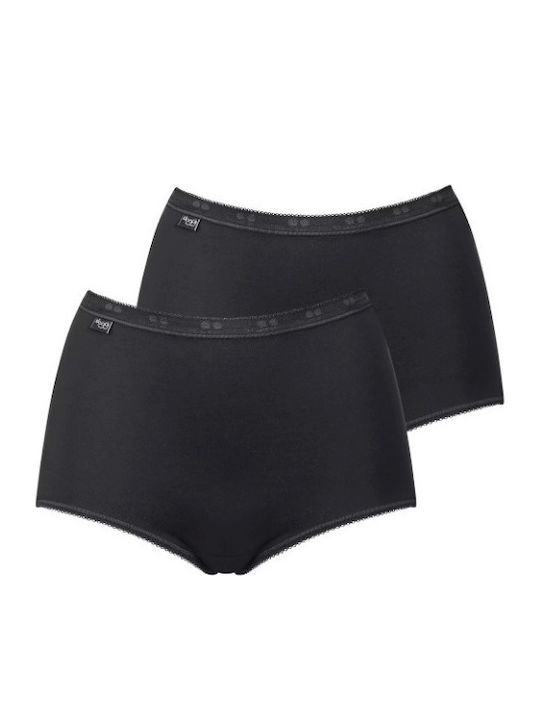 Basic Maxi Βαμβακερά Ψηλόμεσα Γυναικεία Boxer 2Pack Μαύρα