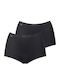 Basic Maxi Βαμβακερά Ψηλόμεσα Γυναικεία Boxer 2Pack Μαύρα