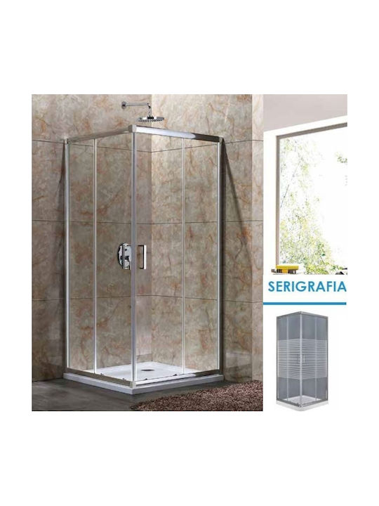 Aquarelle Oia 10 2+2 Cabin for Shower with Sliding Door 110x120x180cm Serigrafato