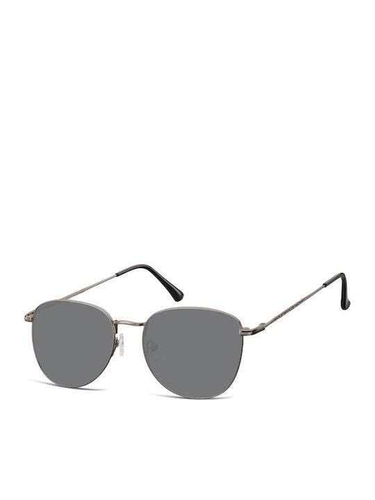 Sunoptic Sunglasses with Gray Metal Frame and Black Lenses SS-924H
