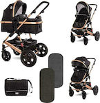 Lorelli Lora 2 in 1 Luxe Adjustable 2 in 1 Baby Stroller Suitable for Newborn Luxe Black 12.40kg