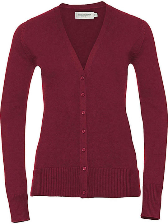 Russell Europe Women's Long Sleeve Promotional Cardigan Burgundy