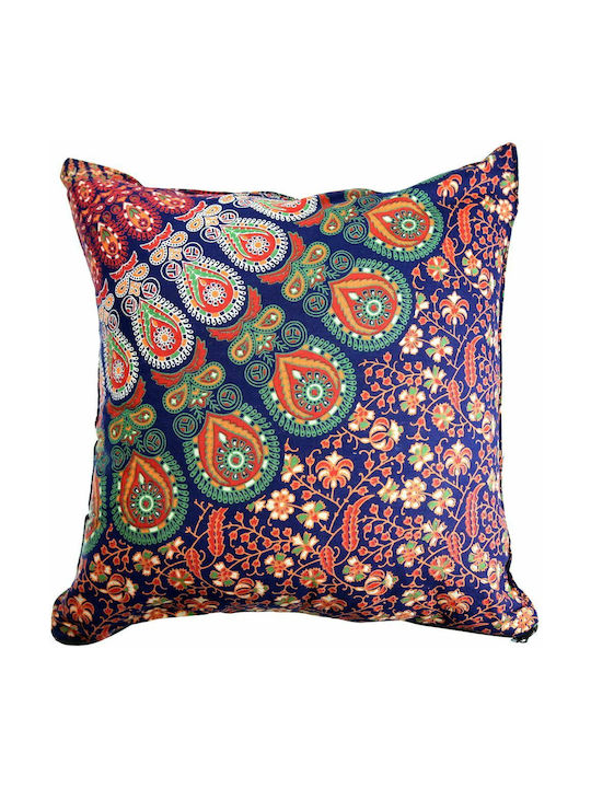 Synchronia Sofa Cushion Pouf Made of 100% Cotton Navy Blue 45x45cm